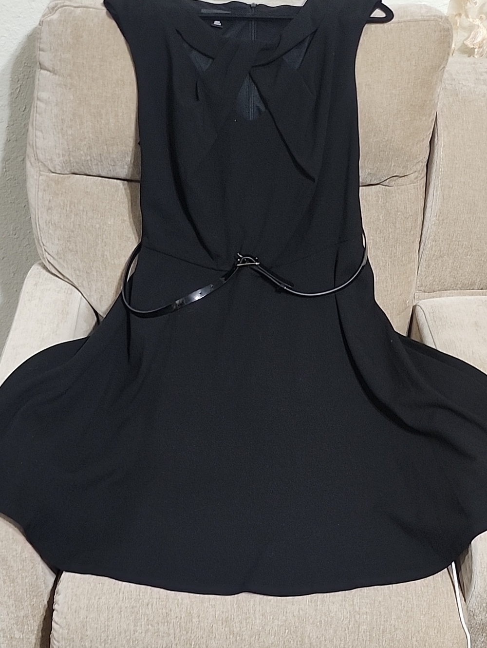 Women’s Black Bow-Accent Fit & Flare Dress